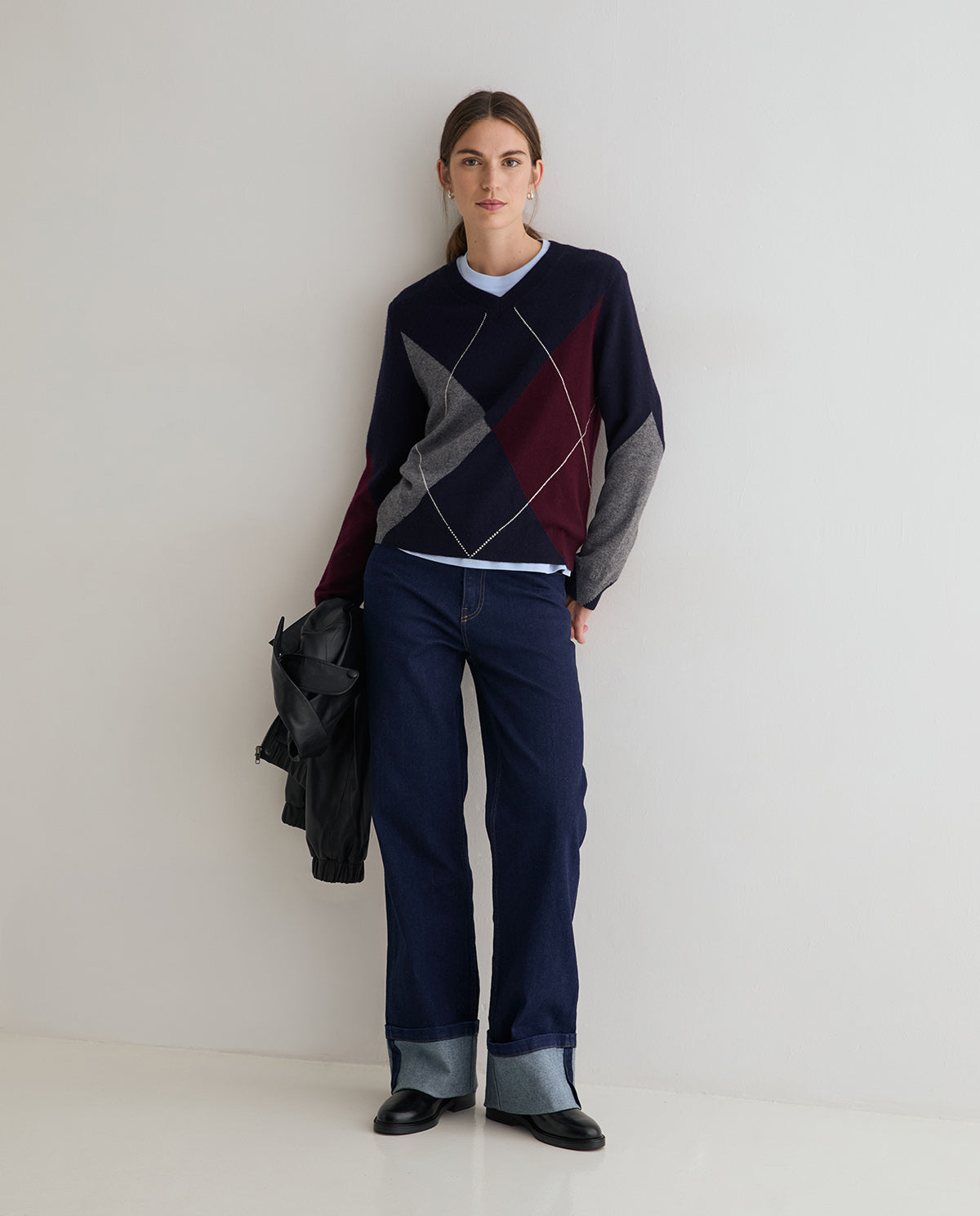 YERSE - Diamond-Pattern Sweater