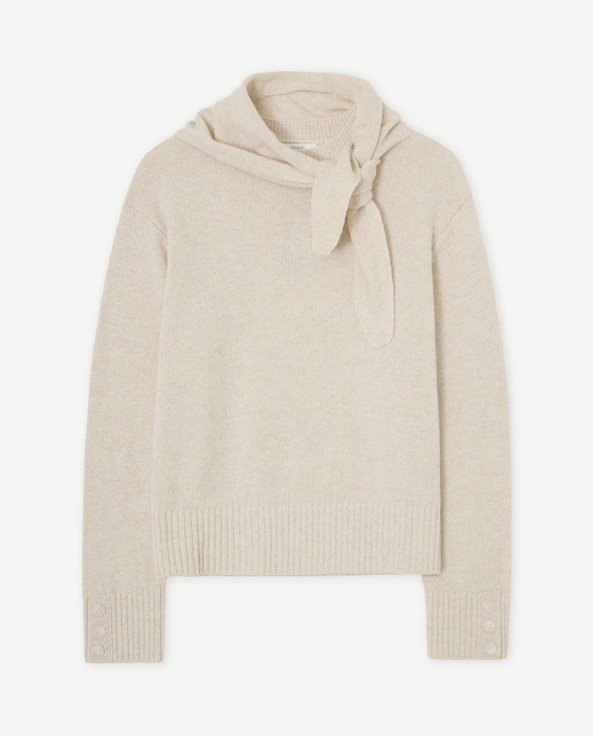 YERSE - Scarf-Detail Sweater in Crudo