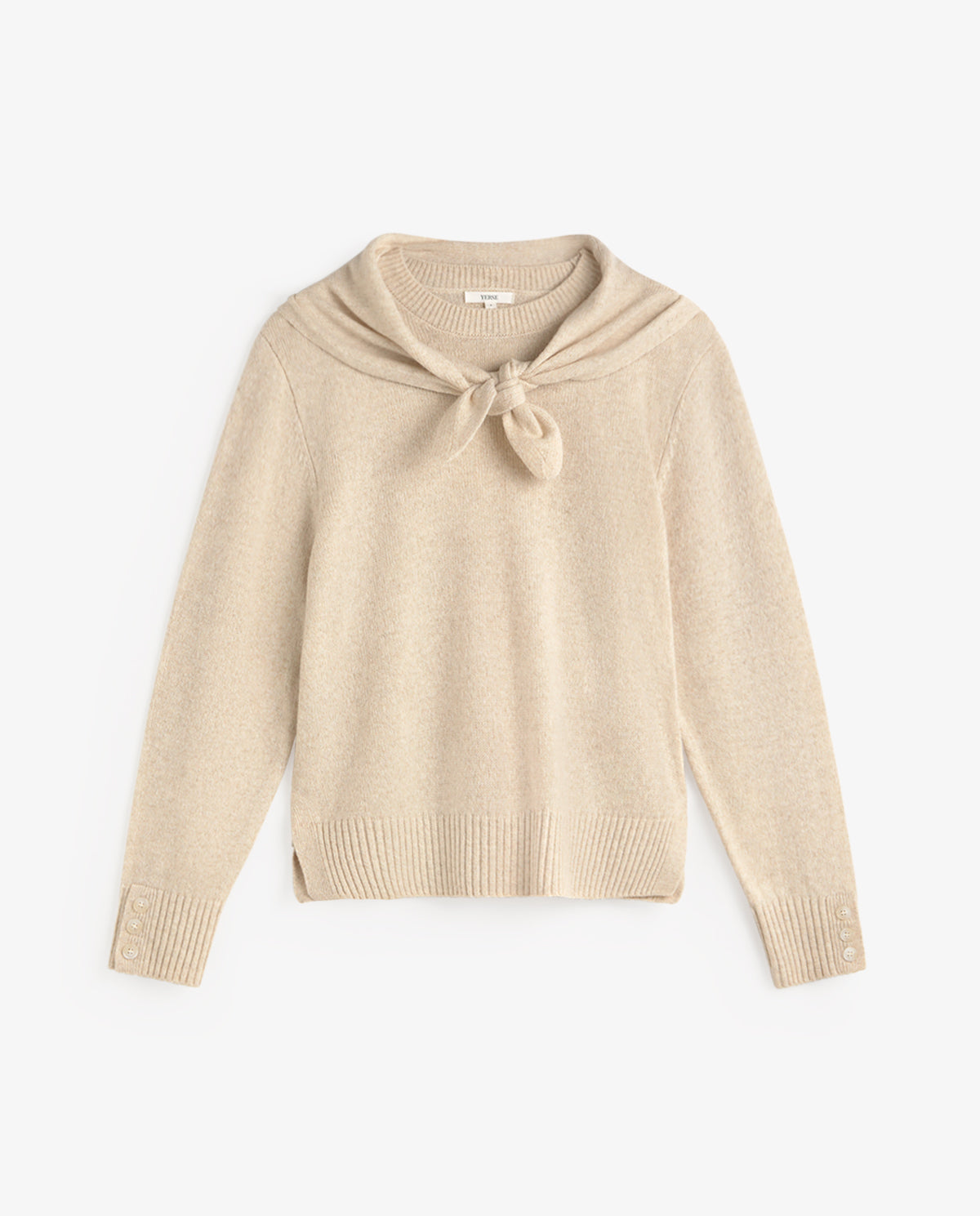 YERSE - Scarf-Detail Sweater in Crudo