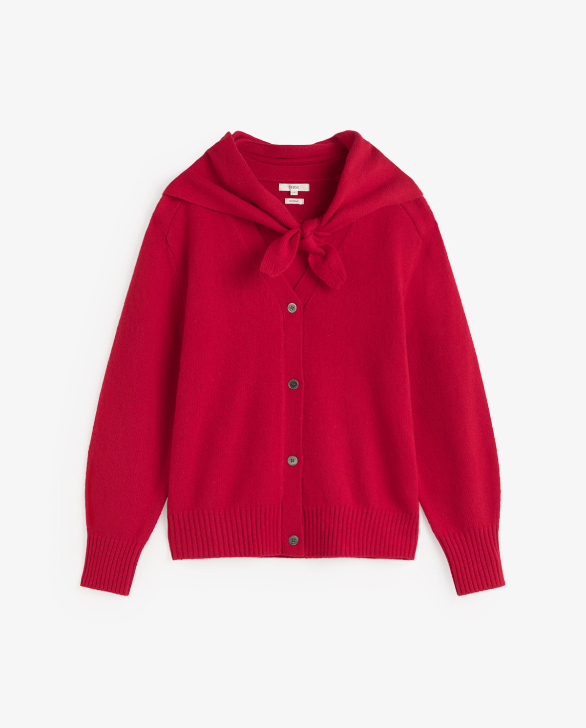 YERSE - Scarf-Detail Cardigan in Rojo