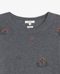 YERSE - Sweater with Embroidered Flowers in Grey