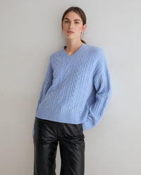 YERSE - Cable-Knit Sweater in Sky Blue