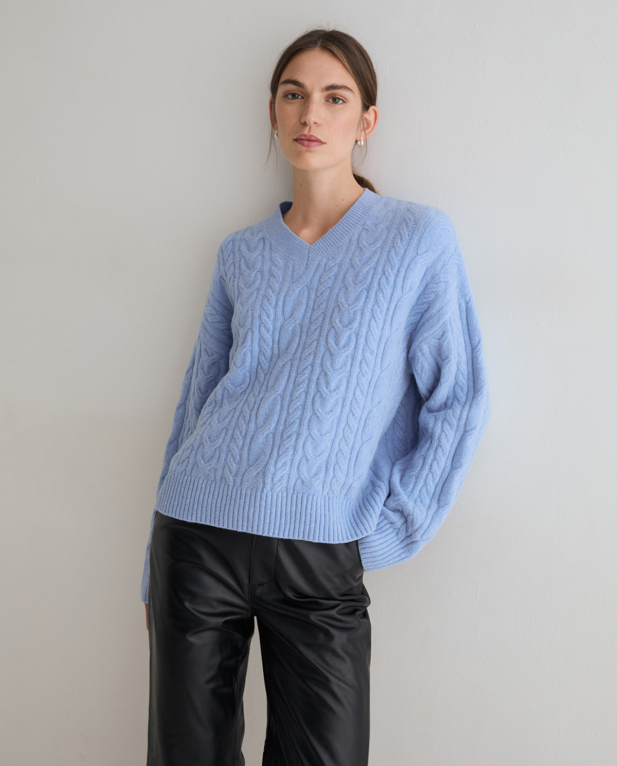 YERSE - Cable-Knit Sweater in Sky Blue