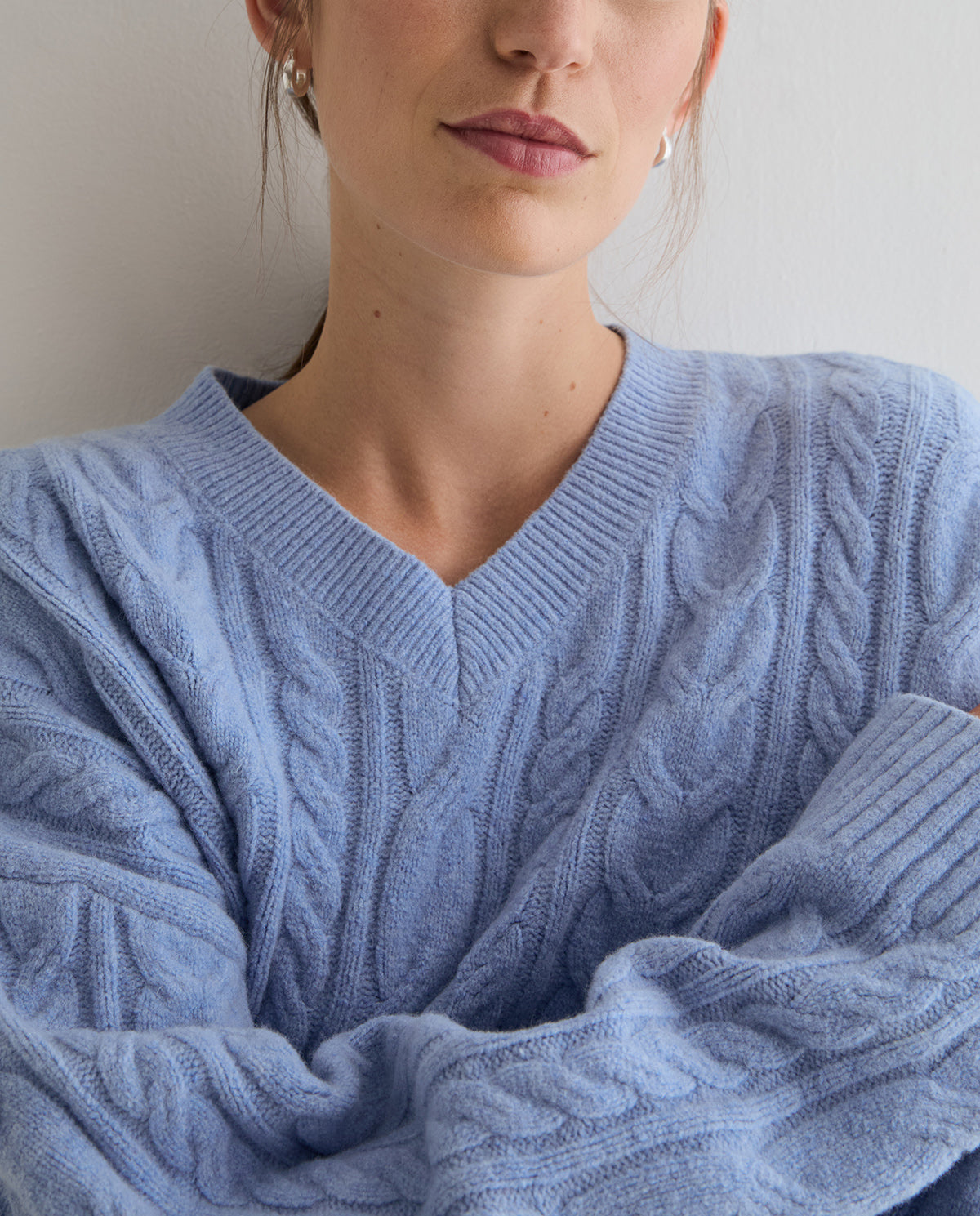 YERSE - Cable-Knit Sweater in Sky Blue