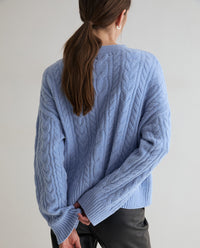 YERSE - Cable-Knit Sweater in Sky Blue