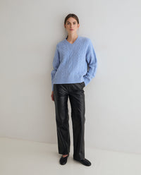 YERSE - Cable-Knit Sweater in Sky Blue