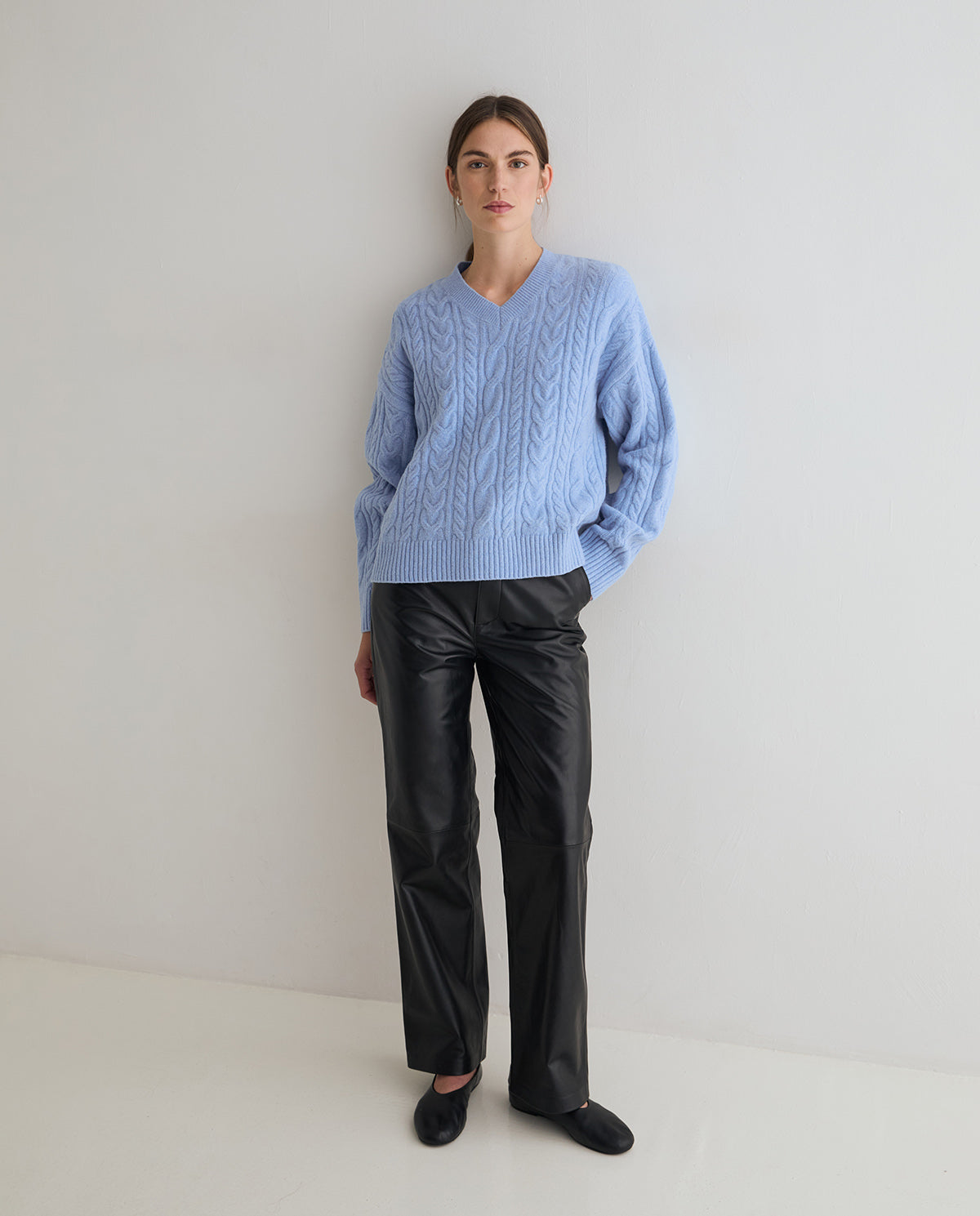 YERSE - Cable-Knit Sweater in Sky Blue