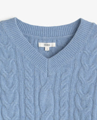 YERSE - Cable-Knit Sweater in Sky Blue