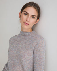 YERSE - Funnel Neck Sweater in Grey Sky Blue