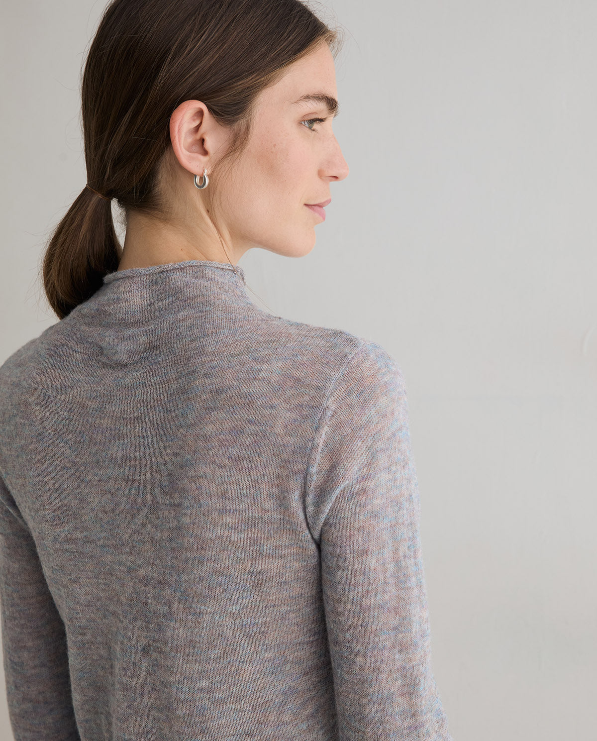YERSE - Funnel Neck Sweater in Grey Sky Blue