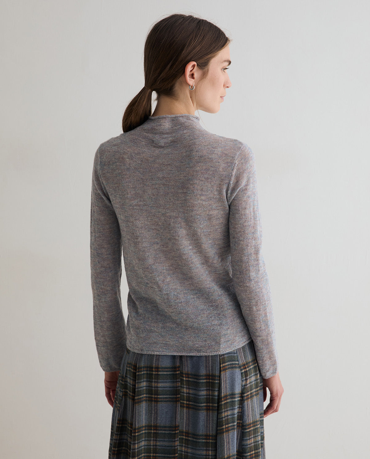 YERSE - Funnel Neck Sweater in Grey Sky Blue