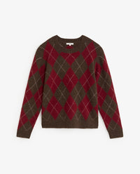 YERSE - Diamond-Pattern Sweater in Brown/Red