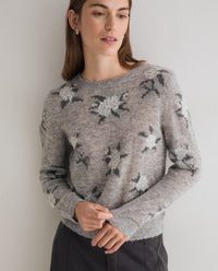 YERSE - Jacquard Floral Sweater in Grey