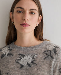 YERSE - Jacquard Floral Sweater in Grey