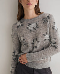 YERSE - Jacquard Floral Sweater in Grey