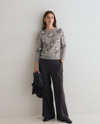 YERSE - Jacquard Floral Sweater in Grey