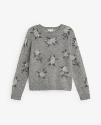 YERSE - Jacquard Floral Sweater in Grey
