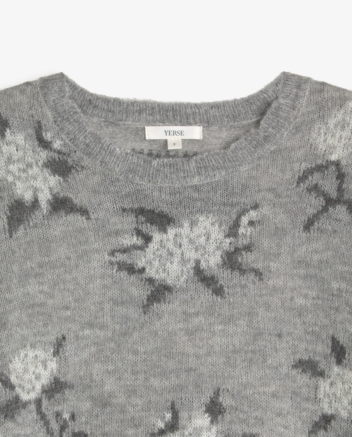 YERSE - Jacquard Floral Sweater in Grey