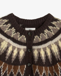 YERSE - Greek-key Jacquard Sweater in Chocolate