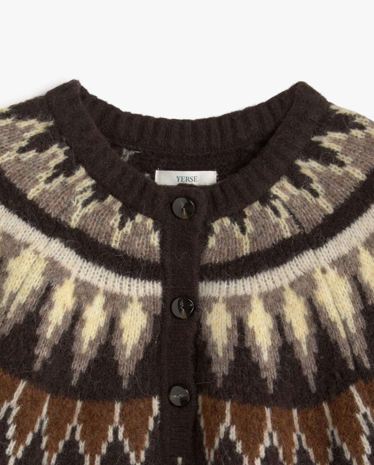 YERSE - Greek-key Jacquard Sweater in Chocolate
