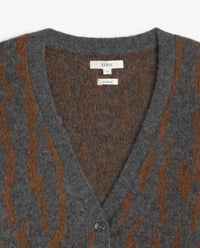 YERSE - Animal Jacquard Cardigan in Camel