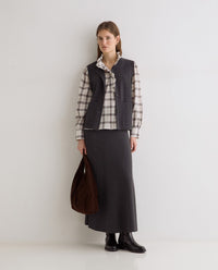 YERSE - Midi Full-Knit Skirt in Grey