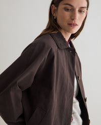 YERSE - Short Trench Coat in Chocolate