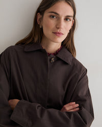 YERSE - Short Trench Coat in Chocolate