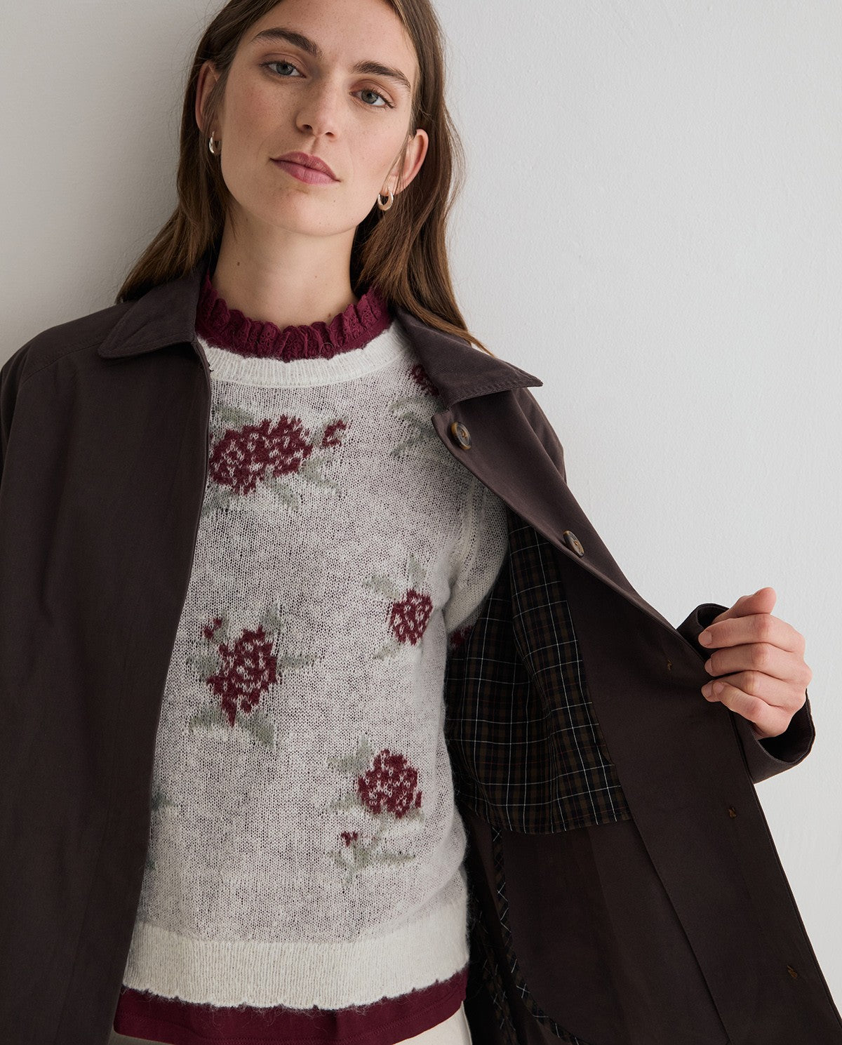 YERSE - Short Trench Coat in Chocolate