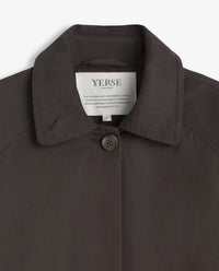 YERSE - Short Trench Coat in Chocolate