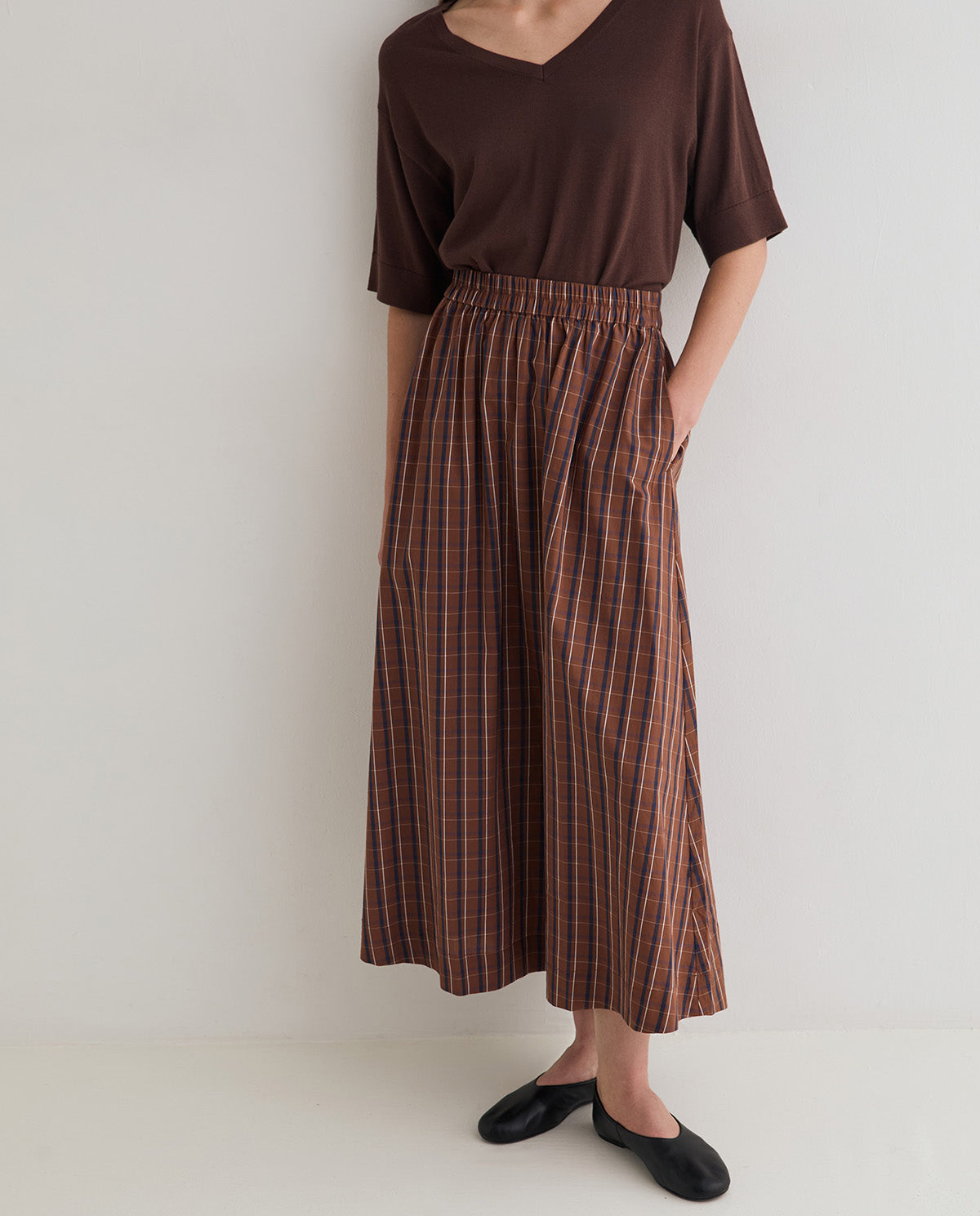 YERSE - Poplin Skirt in Checks
