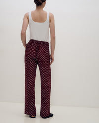YERSE - Crepe Viscose Pants in Aubergine Dots