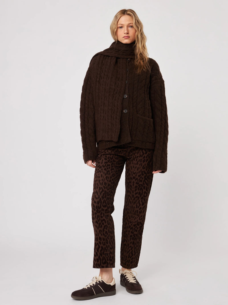 John + Jenn - Zaire Cable Knit Scarf Coatigan in Espresso