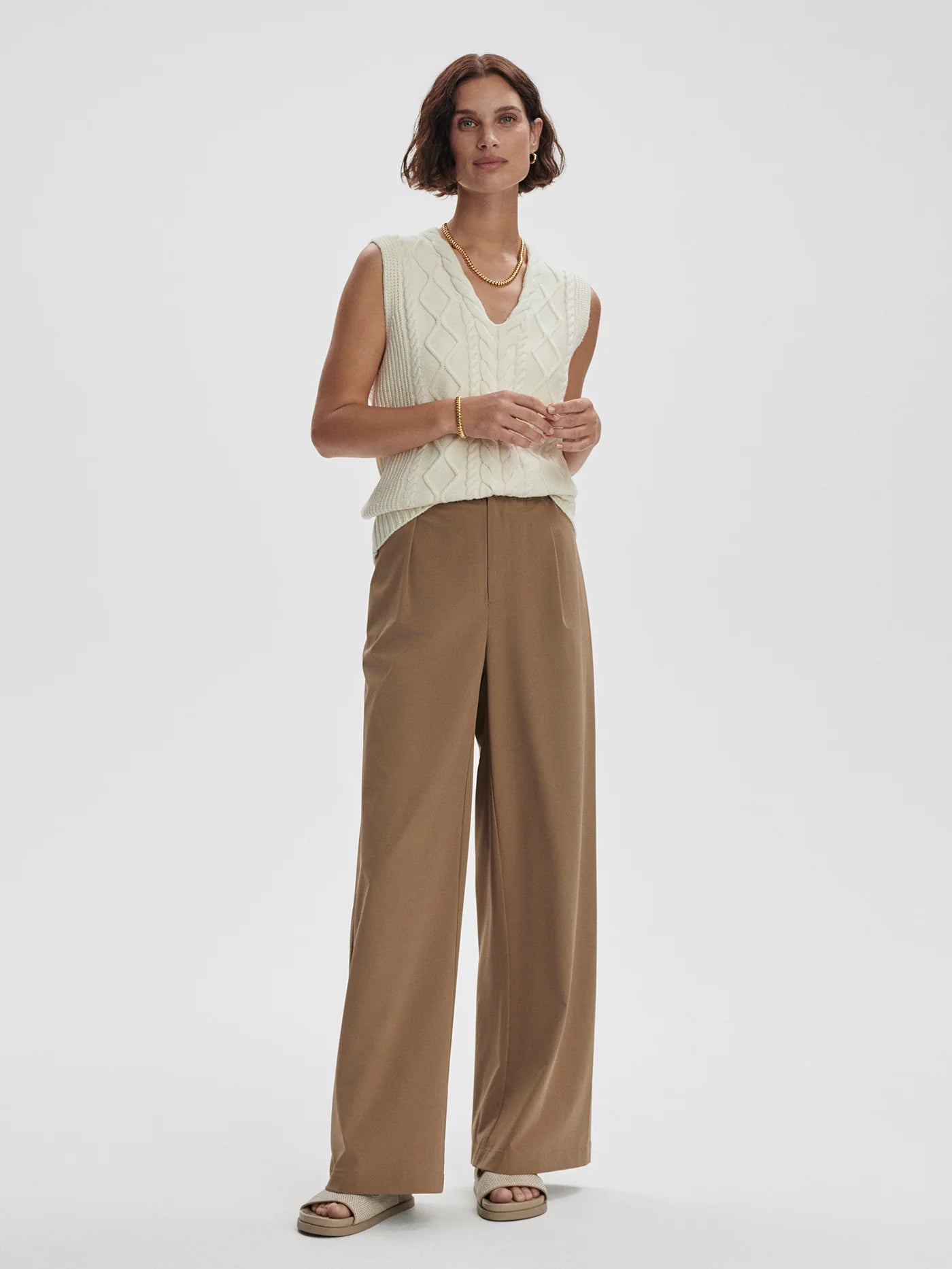 Varley - Kay Cable Knit Vest in Snow White