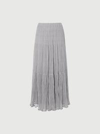 Meilleur Moment - Pleated Maxi Skirt in Light Gray