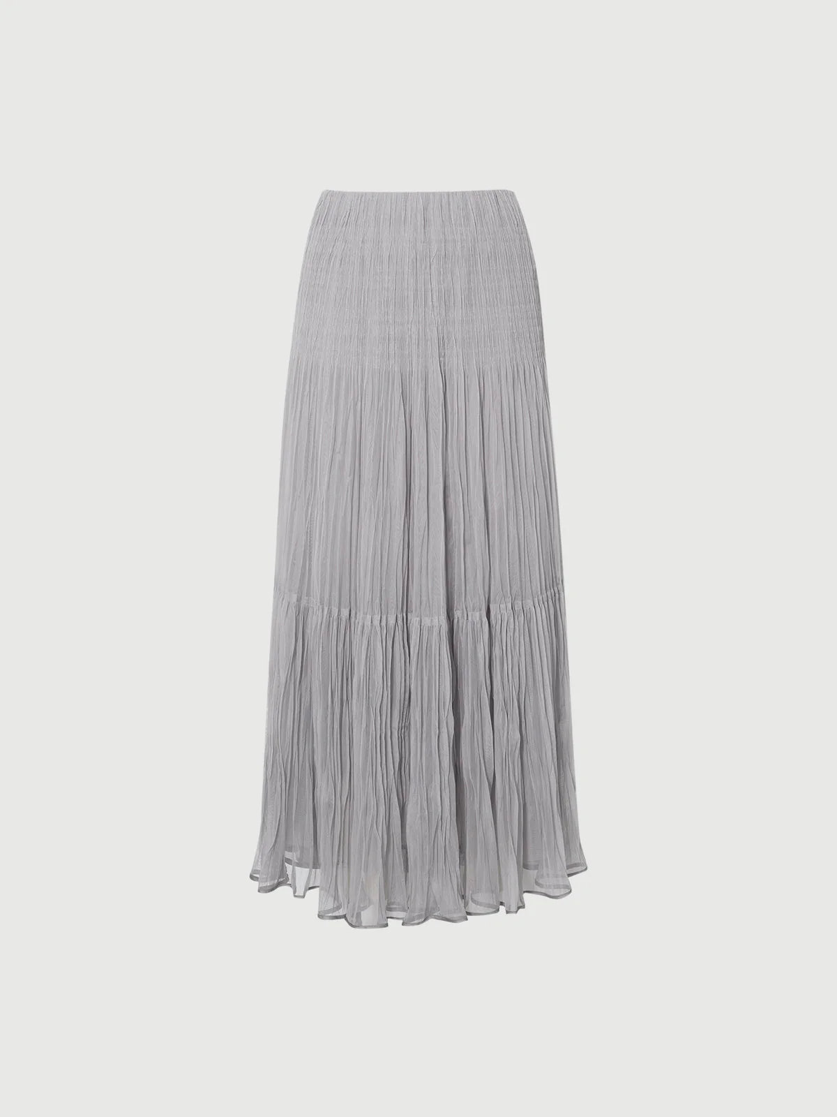 Meilleur Moment - Pleated Maxi Skirt in Light Gray