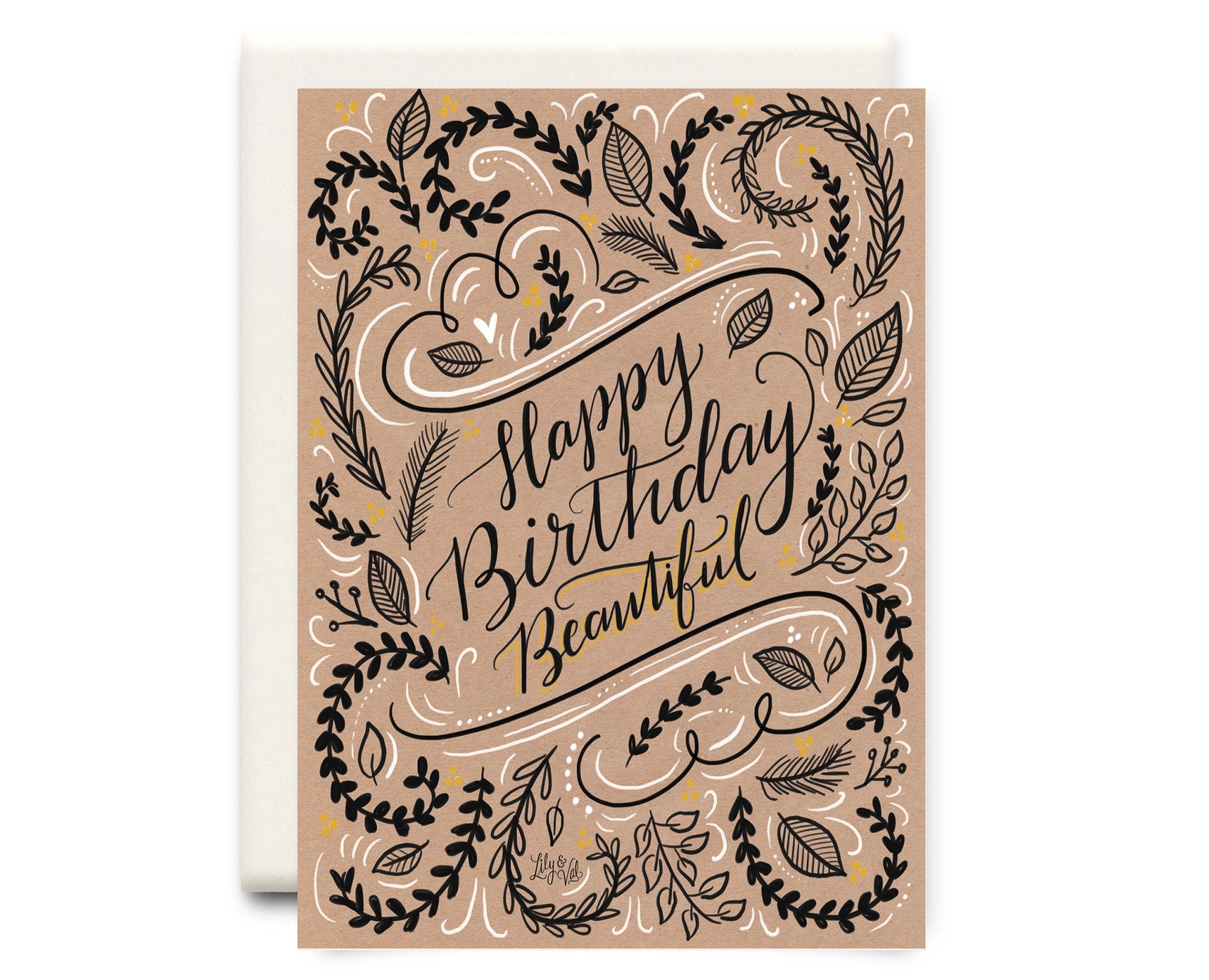 Inkwell Cards - Brown Paper Birthday Floral - Birthday Greeting Card