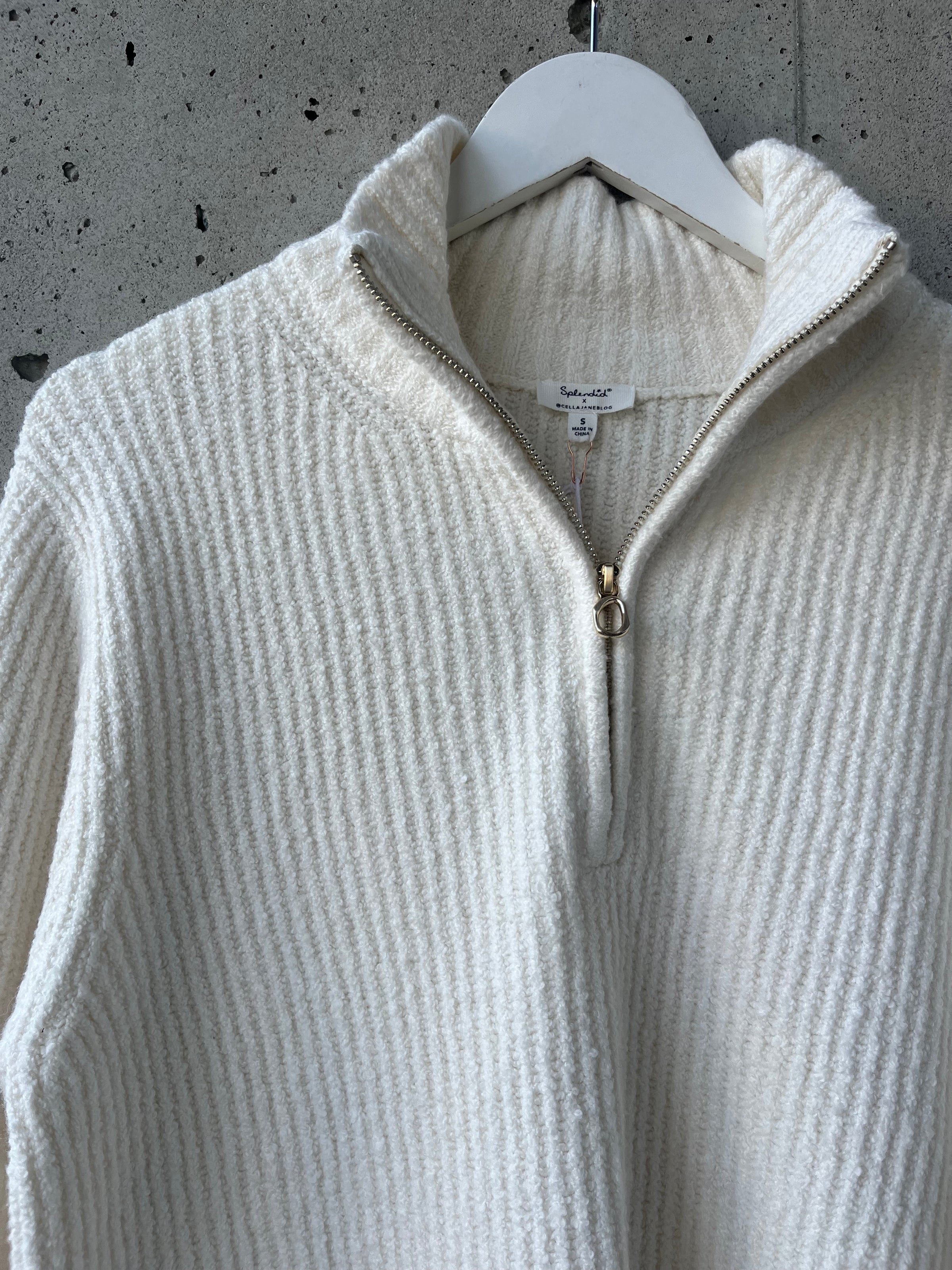 Splendid - Cella Jane Collection - Quarter Zip Sweater in Snow