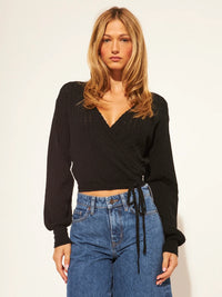 John + Jenn - August - Wrap Cardigan in Caviar