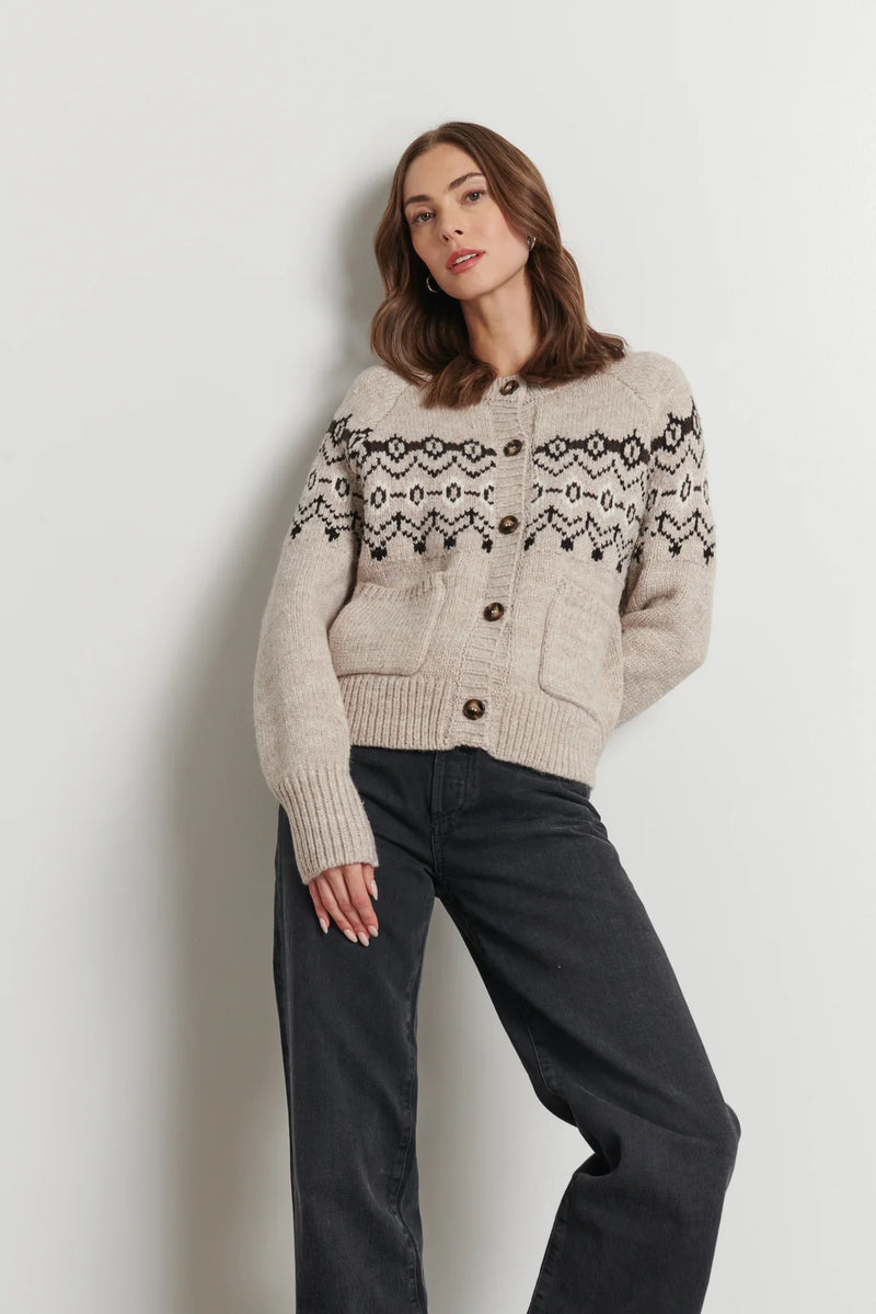 LINE Knitwear - Noa Fair Isle Cardigan in Mountain Slopes