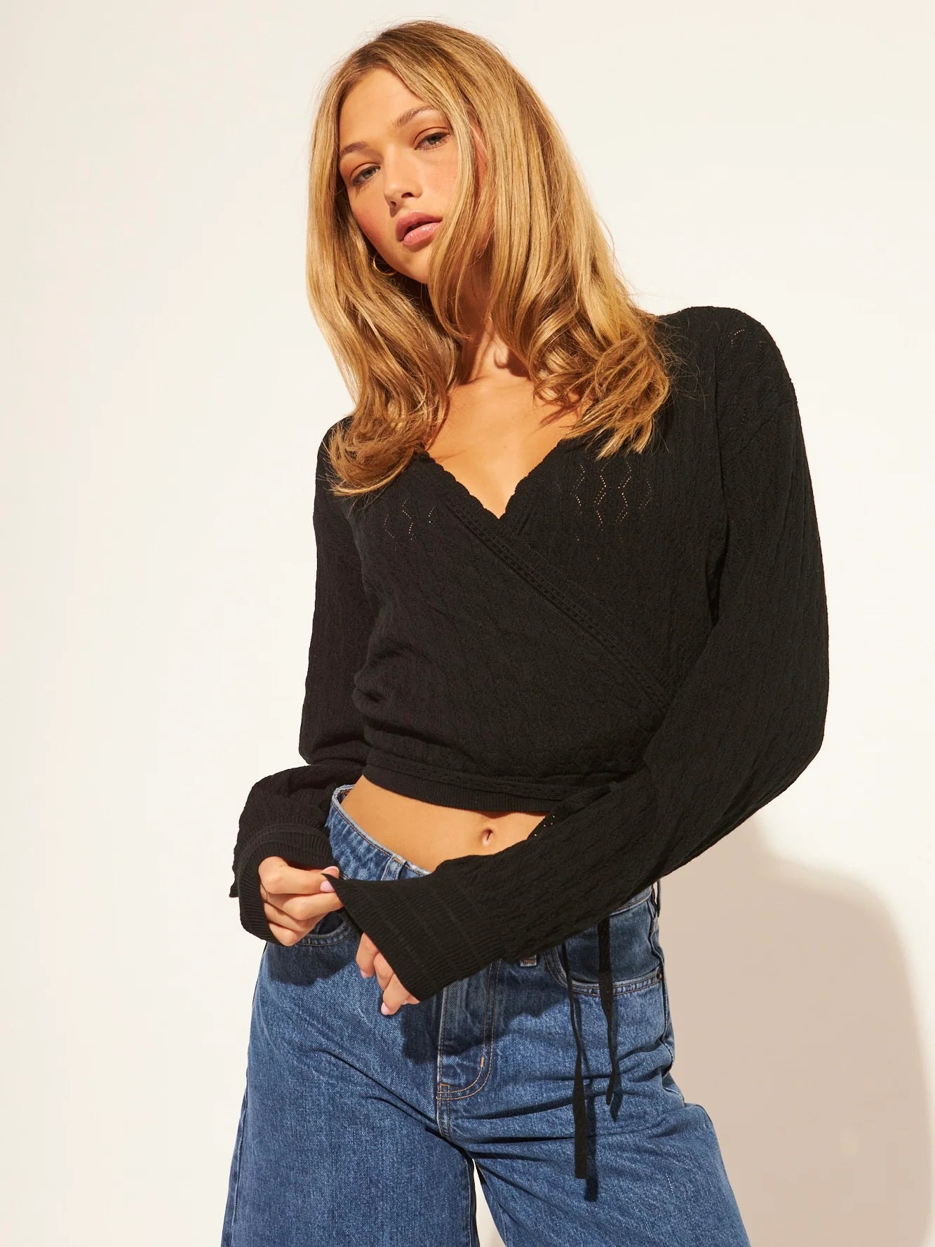 John + Jenn - August - Wrap Cardigan in Caviar