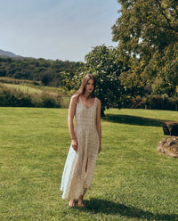 YERSE - Sleeveless Dress in Ecru Checks