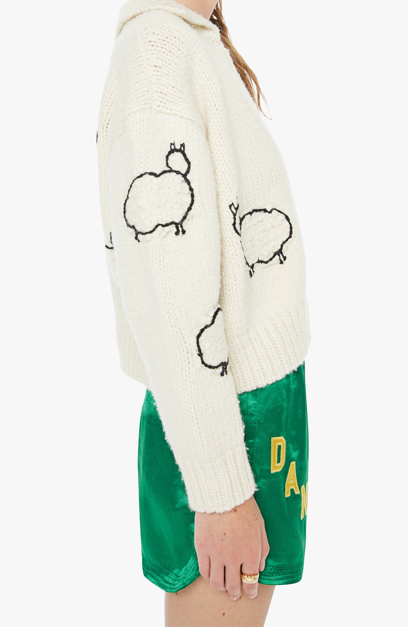 MOTHER - The Crop Raquette Cardigan in Wool Plus The Gang