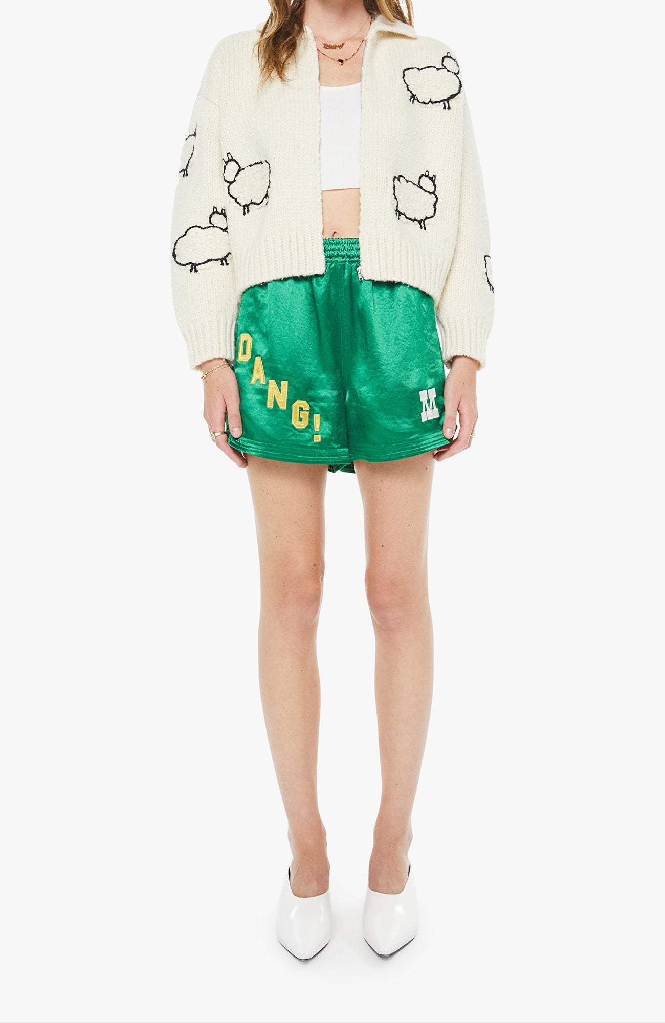 MOTHER - The Crop Raquette Cardigan in Wool Plus The Gang