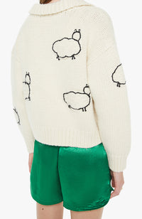 MOTHER - The Crop Raquette Cardigan in Wool Plus The Gang