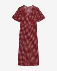 YERSE - Crepe Viscose Dress in Aubergine Dots