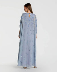 Mac Duggal - Floral Embellished Kaftan Gown in Powder Blue
