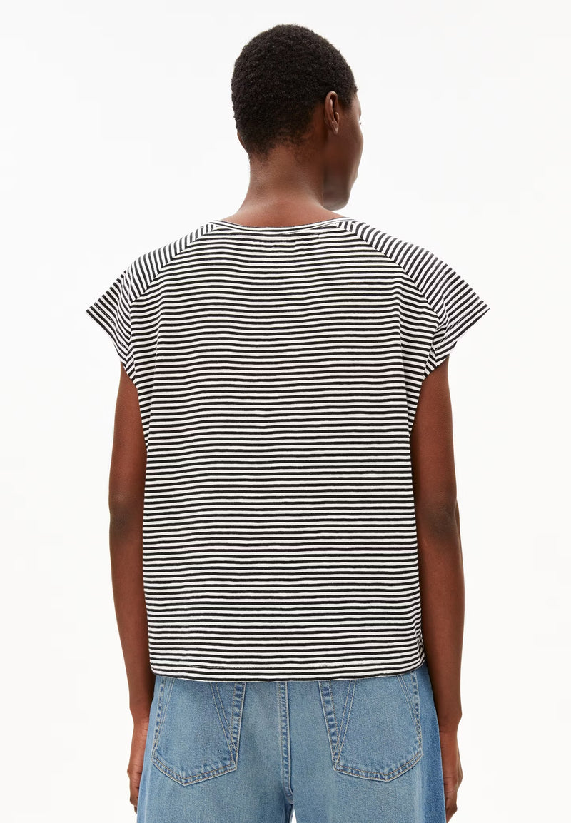 ArmedAngels - Oneliaa Lovely Stripes Tee in Black/Oatmilk