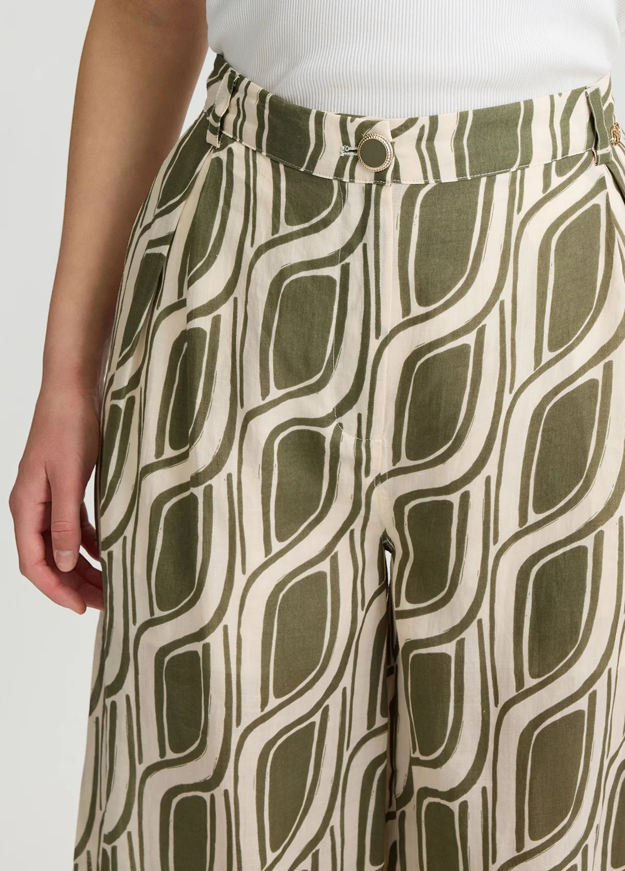 Liu Jo - Ramie Palazzo Trousers in Greenmoss Cable