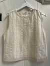 YAYA - Embroidered Top with Rib Design in Off White